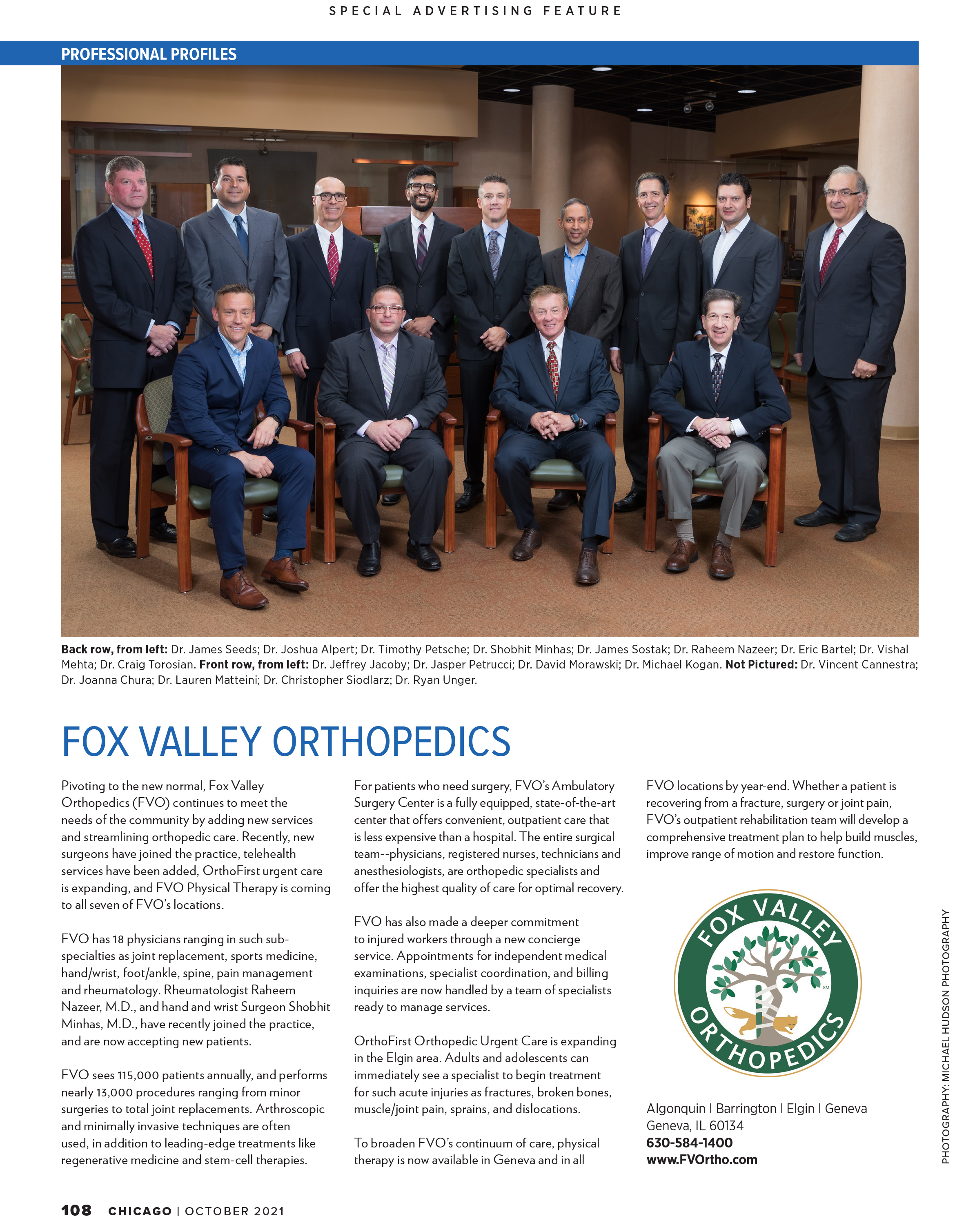 Fox Valley Orthopedics Doctors Featured in Article