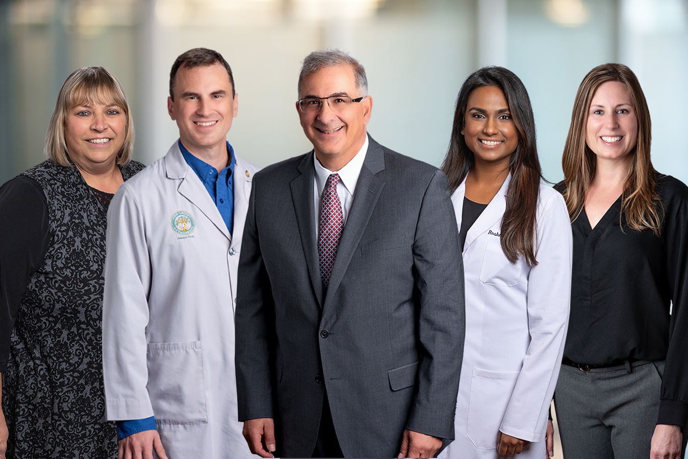 Kelly (Medical Assistant), Scott McKay (Physician Assistant), Dr. Craig Torosian, Evangeline Taylor (Physician Assistant), and Jenni (Medical Secretary). Kathy (Medical Assistant) not pictured.