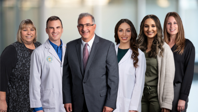 Kelly (Medical Assistant), Scott McKay (Physician Assistant), Dr. Craig Torosian, Evangeline Taylor (Physician Assistant), and Jenni (Medical Secretary). Kathy (Medical Assistant) not pictured.