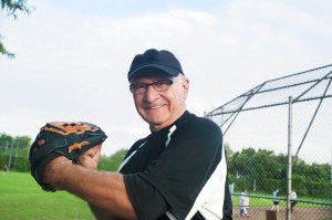 man with catching mitt